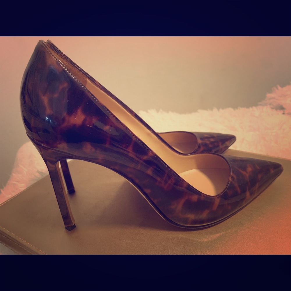 Manolo Blahnik Tortoise Patent Leather Bb Pumps